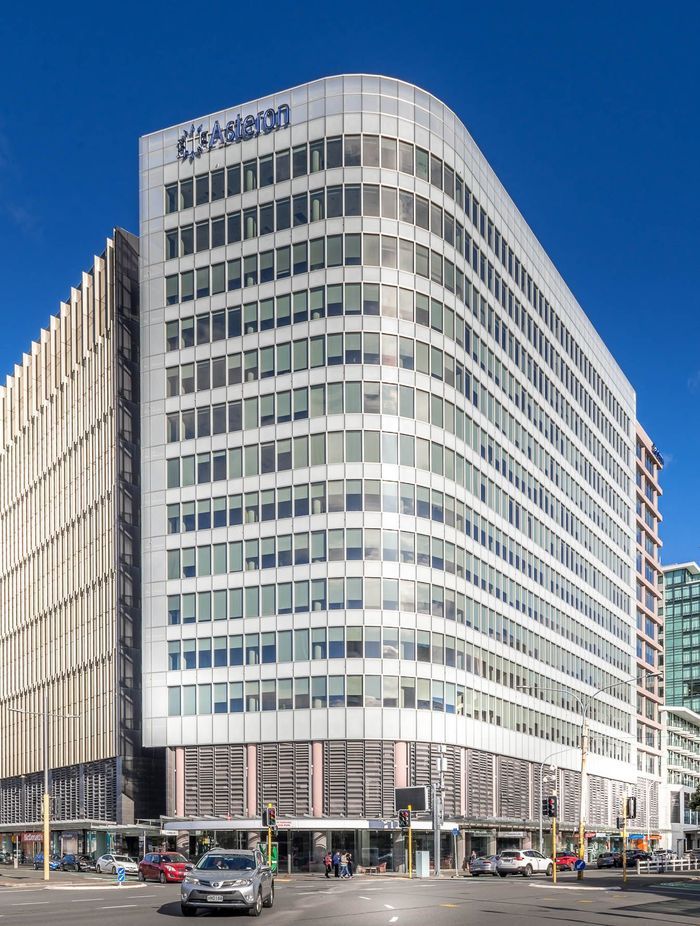 The Asteron Centre is Wellington's largest single-office building, located directly across from the bustling Wellington Train Station.