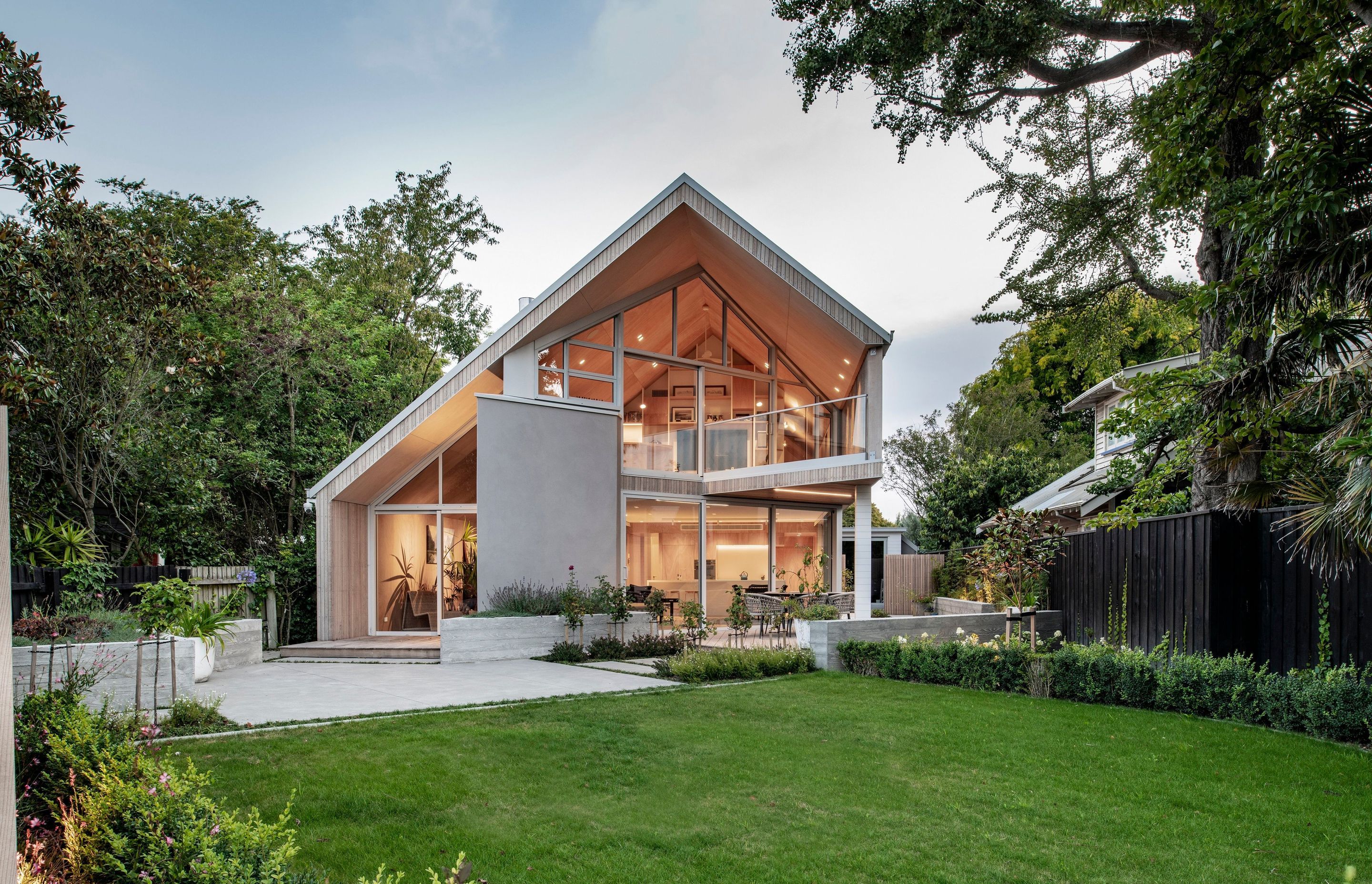 The unorthodox gable form provided an opportunity to play with angles in a unique way.