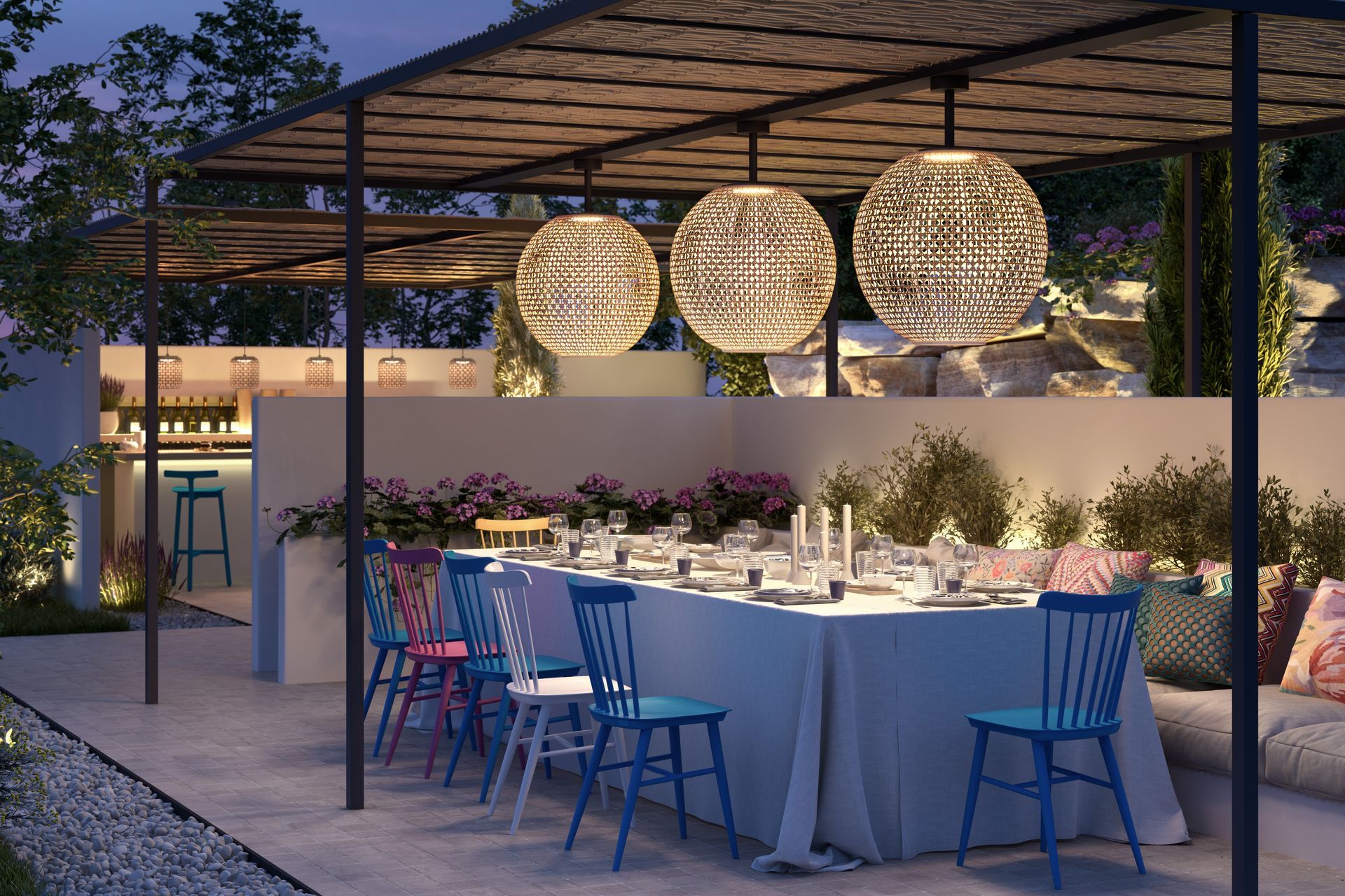 Nothing brings more elegance to an outdoor dining space than options like the Nans 80cm Outdoor Ceiling Light