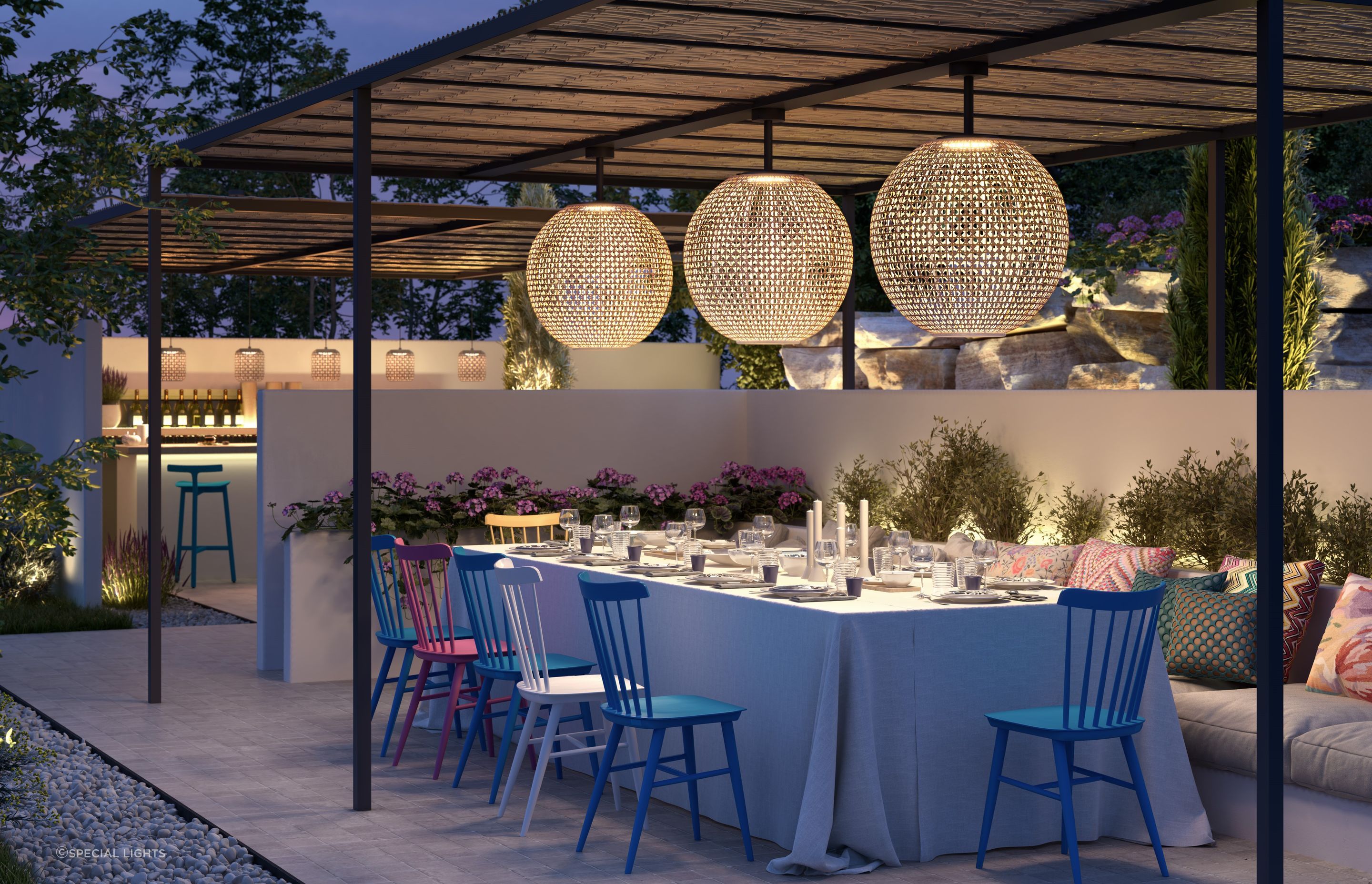 Nothing brings more elegance to an outdoor dining space than options like the Nans 80cm Outdoor Ceiling Light