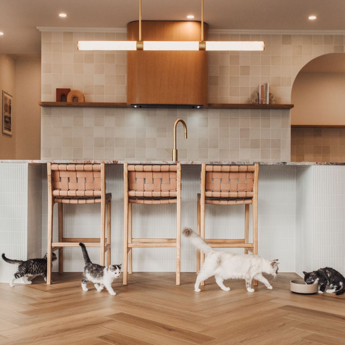 A delightfully clever timber-look acoustic floor that effortlessly handles the chaos of family life