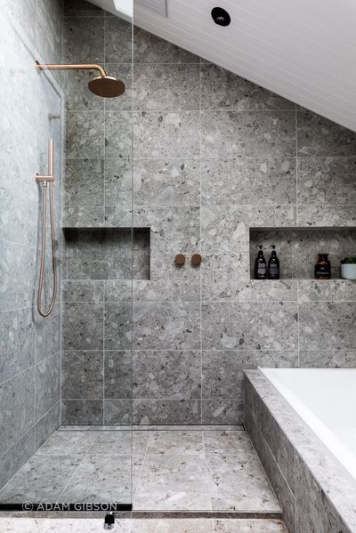 The palette remains neutral in the private areas of the home.