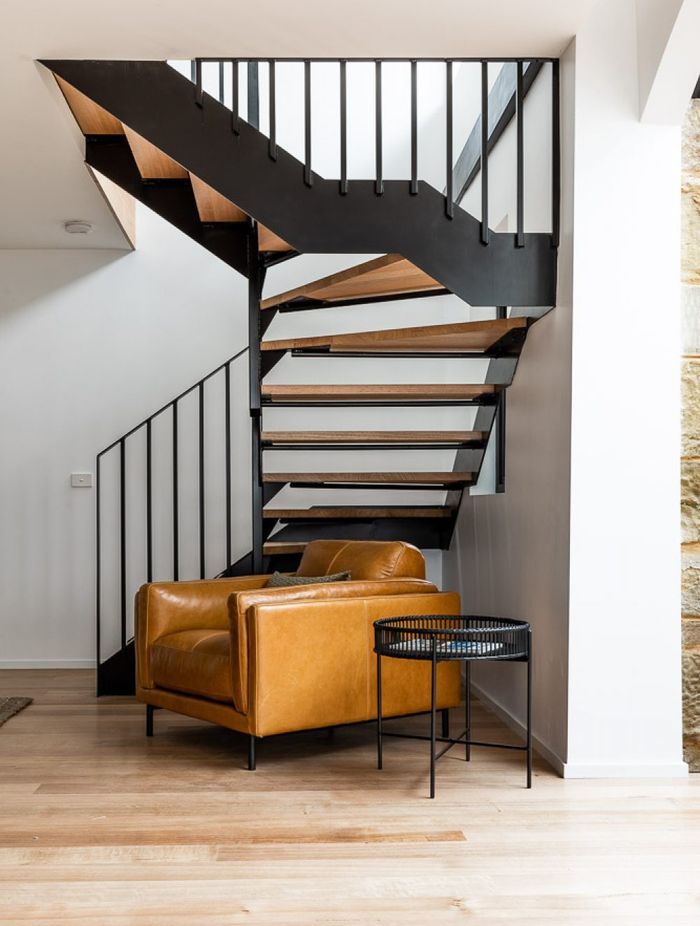 The stairs were redesigned to one day accommodate a grand piano.