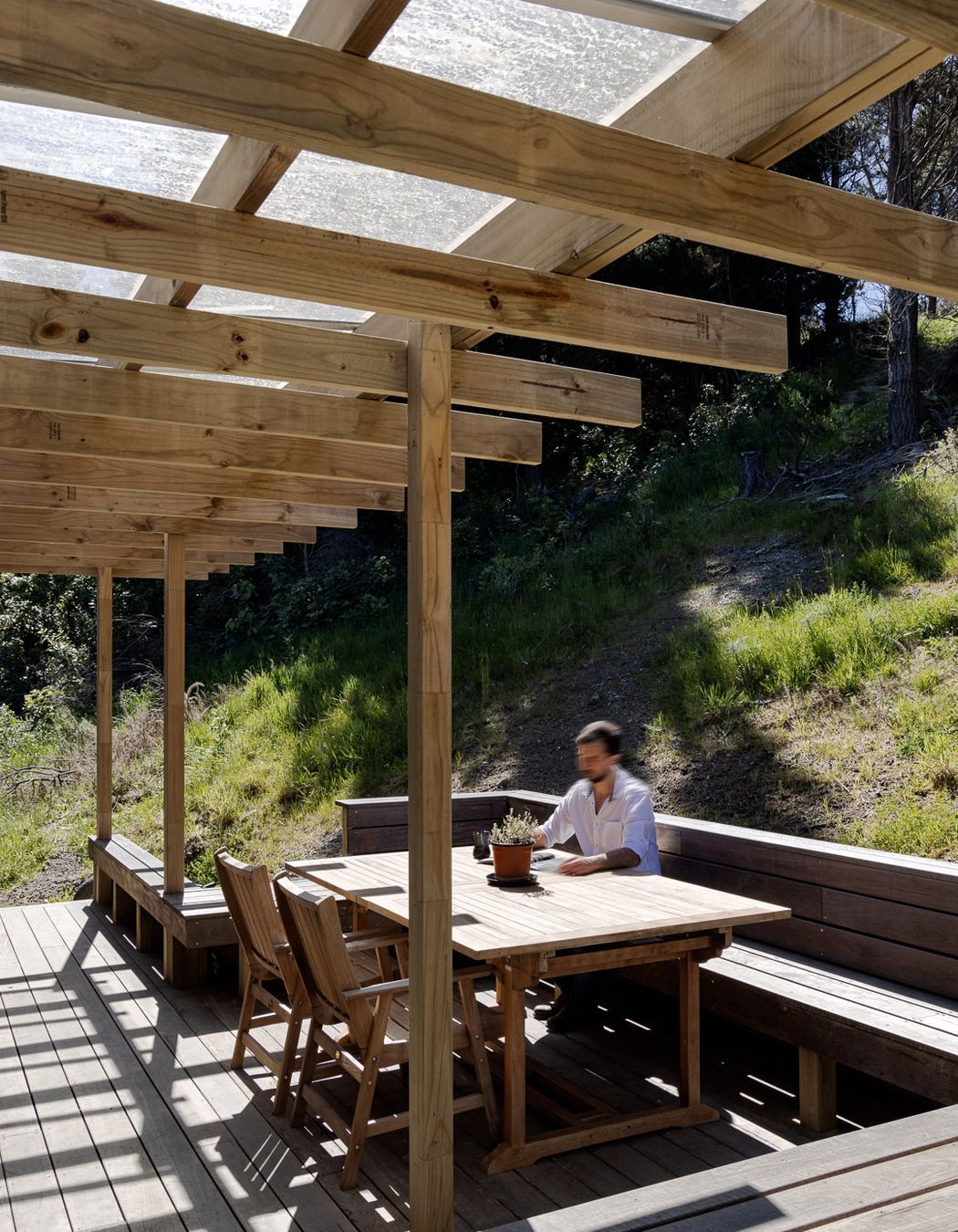 A covered deck extends the living area.