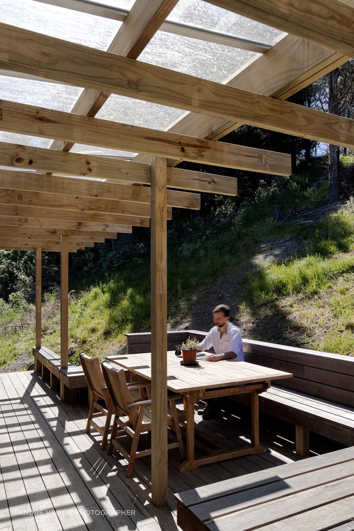 A covered deck extends the living area.