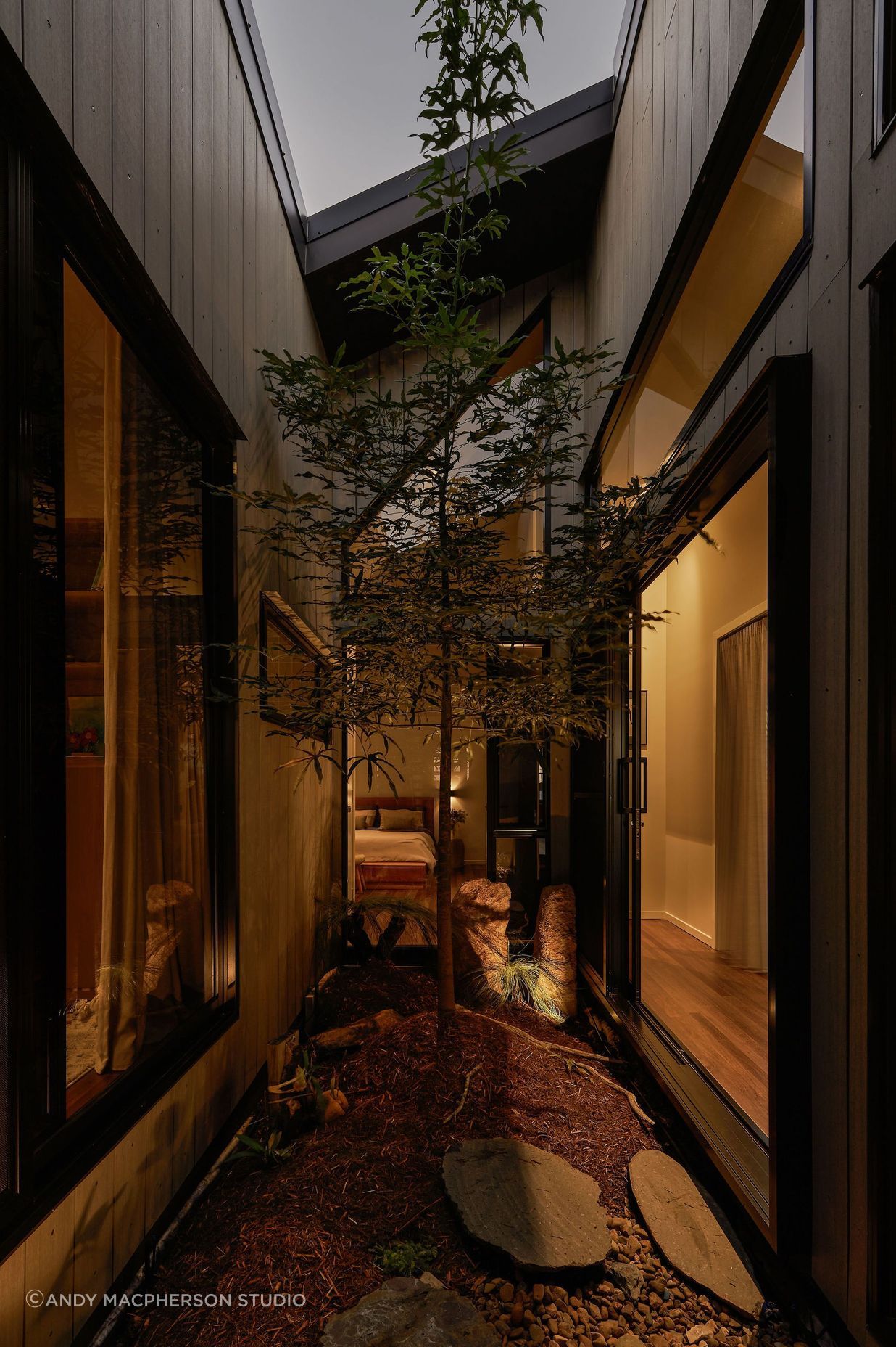 The home is called 'Middle Habitat'. Fittingly, it has a tranquil central atrium.