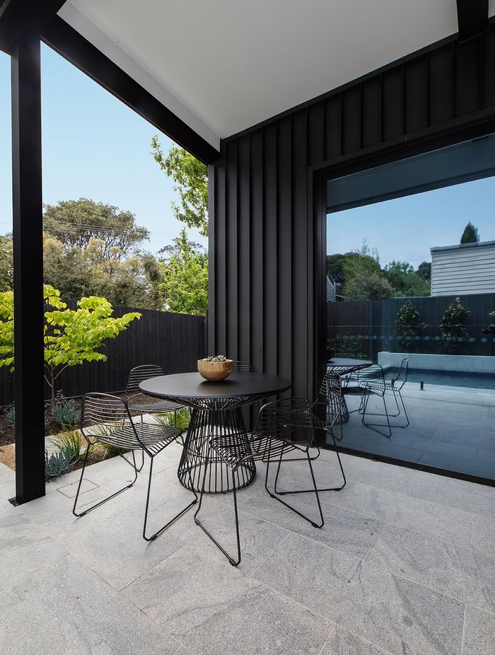 Aston grey granite complements the modern extension.