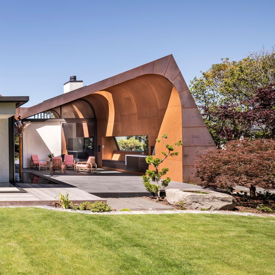 Avant-garde waves of concrete and copper in a new-build Christchurch home