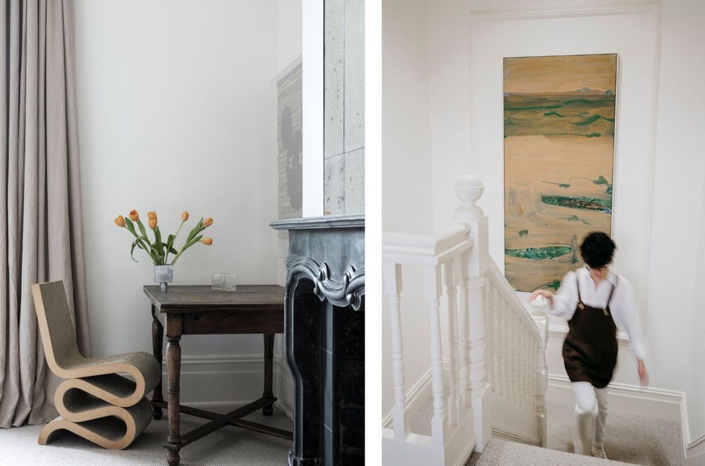 A spot for when inspiration strikes. Furlonger’s 'Channel Country, Balonne River' greets the guests on the stairwell.