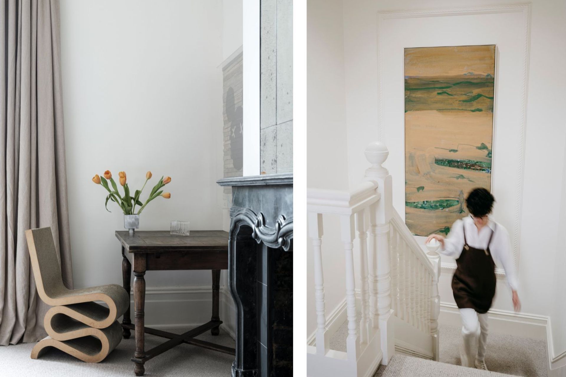 A spot for when inspiration strikes. Furlonger’s 'Channel Country, Balonne River' greets the guests on the stairwell.