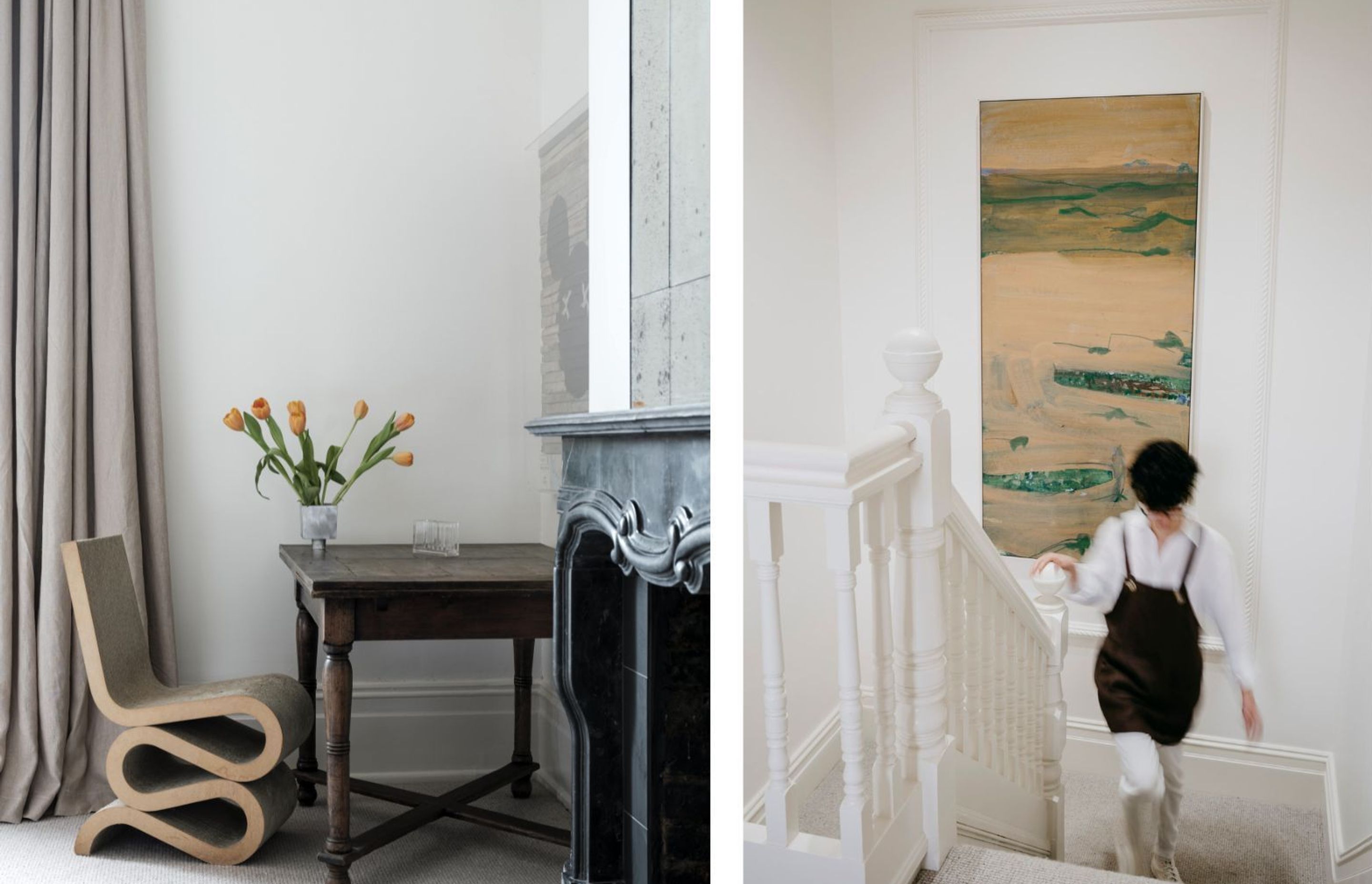 A spot for when inspiration strikes. Furlonger’s 'Channel Country, Balonne River' greets the guests on the stairwell.