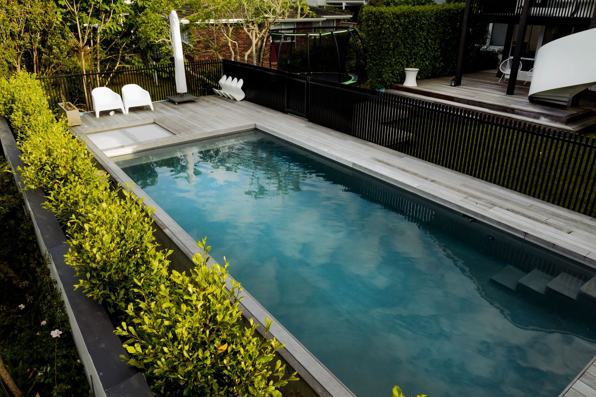 The new pool is a favourite hangout area for the family.