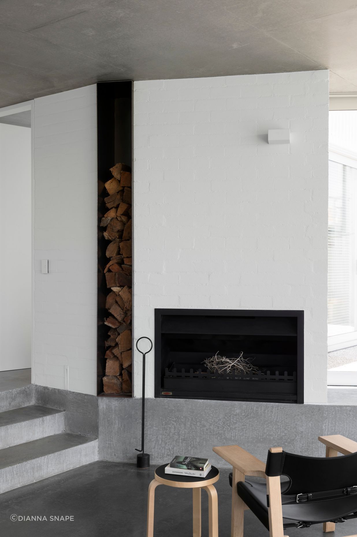 The fireplace in the sunken lounge is a favourite spot to relax.