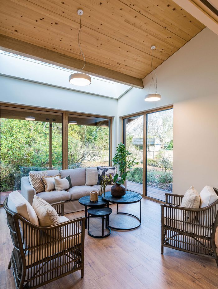 The sunroom has glazing on three sides and a 3.5-metre skylight.