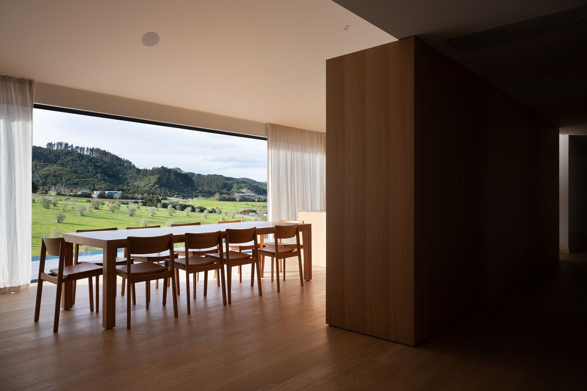 The huge 13 metre-long doors looking out to the greenery beyond were a particular challenge to construct.