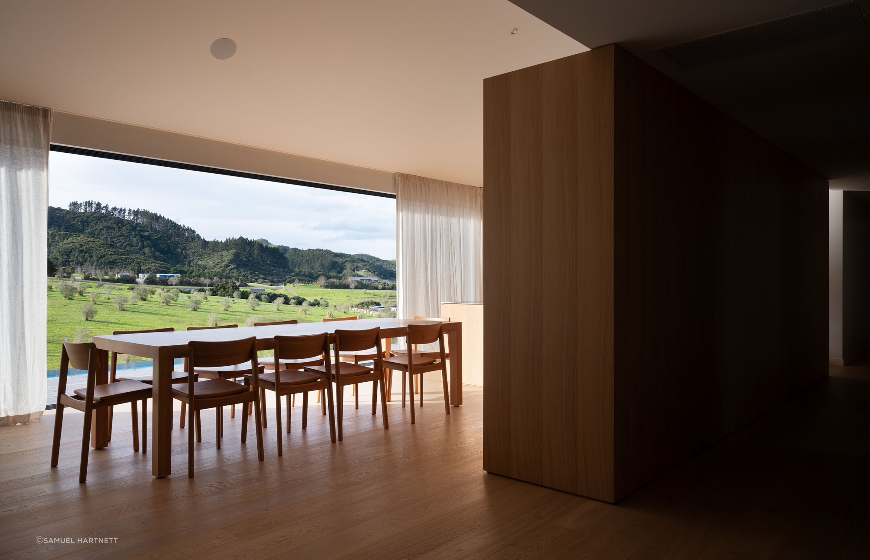 The huge 13 metre-long doors looking out to the greenery beyond were a particular challenge to construct.