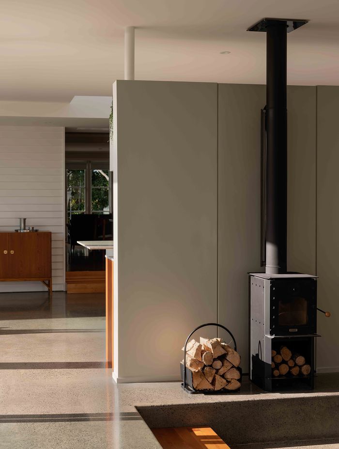 The lounge sits back to back with the kitchen and features a sunken conversation pit.