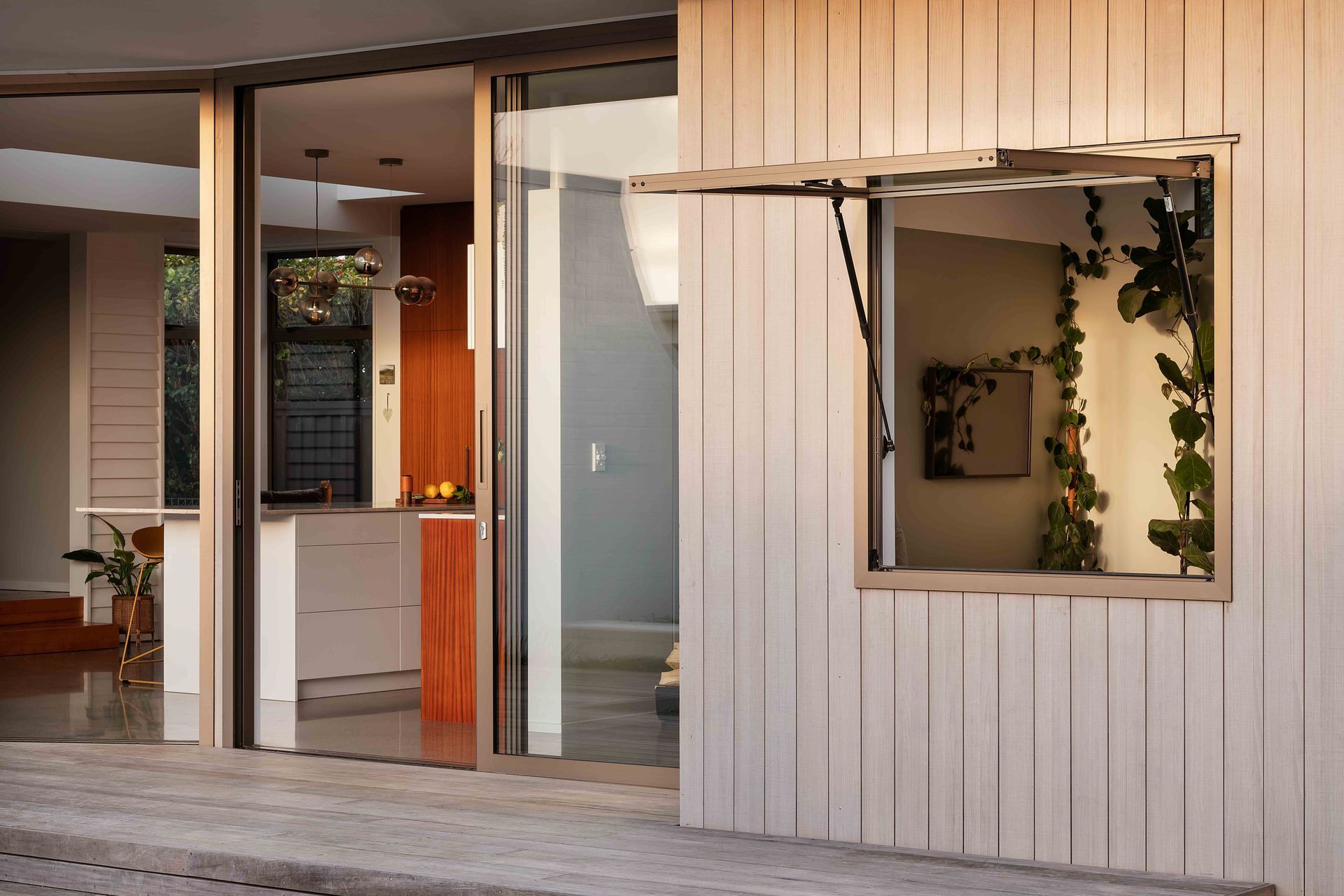 There's excellent indoor/outdoor flow through full-height joinery.