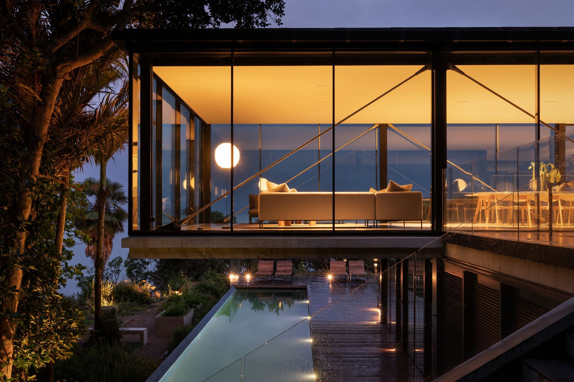 The cantilever approach to fitting in a pool informed the design of the home. One of the family’s children was a competitive swimmer.