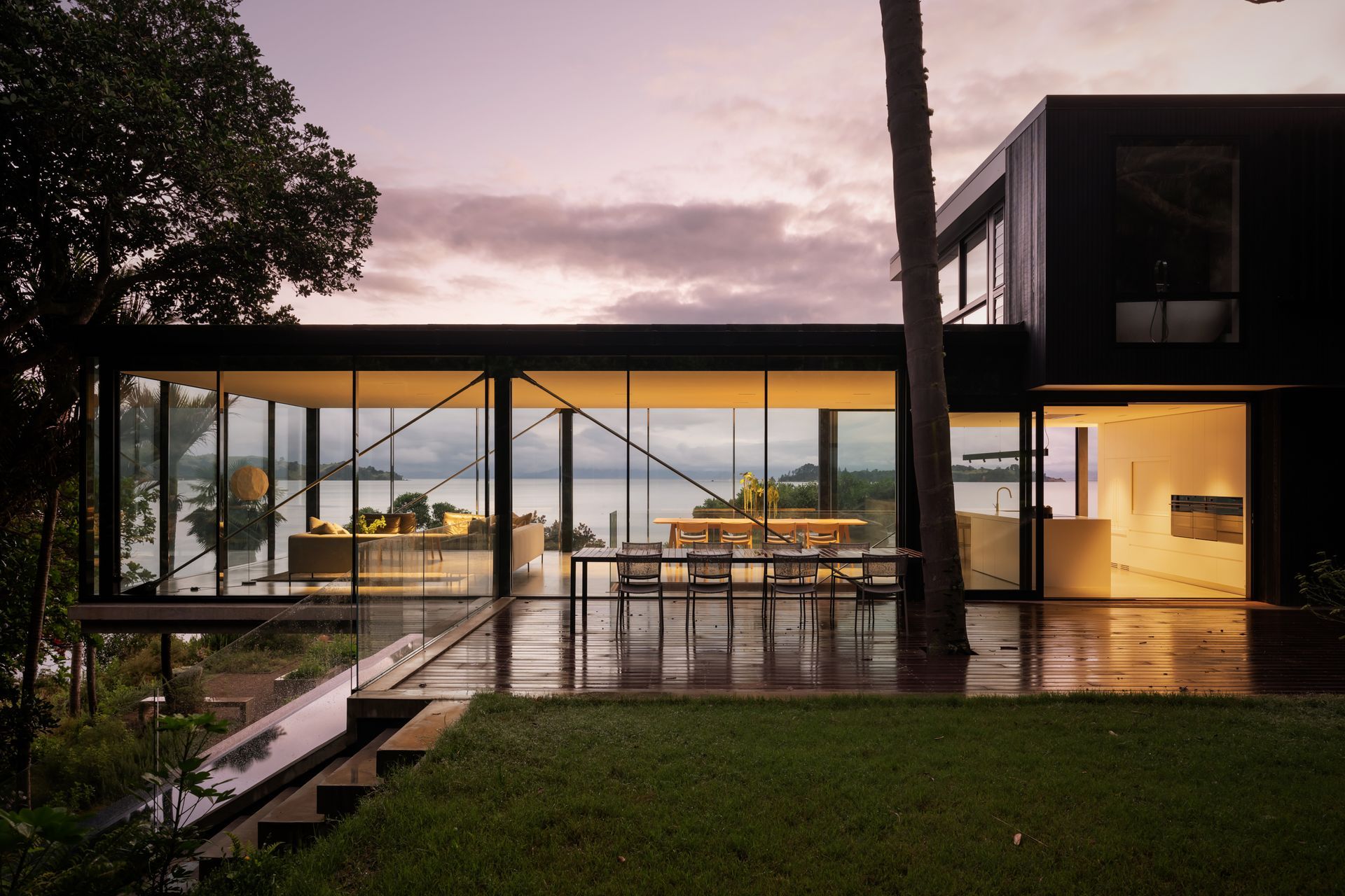 The holiday home on Waiheke Island is one of three in the area designed by Daniel Marshall of Daniel Marshall Architects – all owned by a group of friends. The family has university-aged children and lives in the UK.