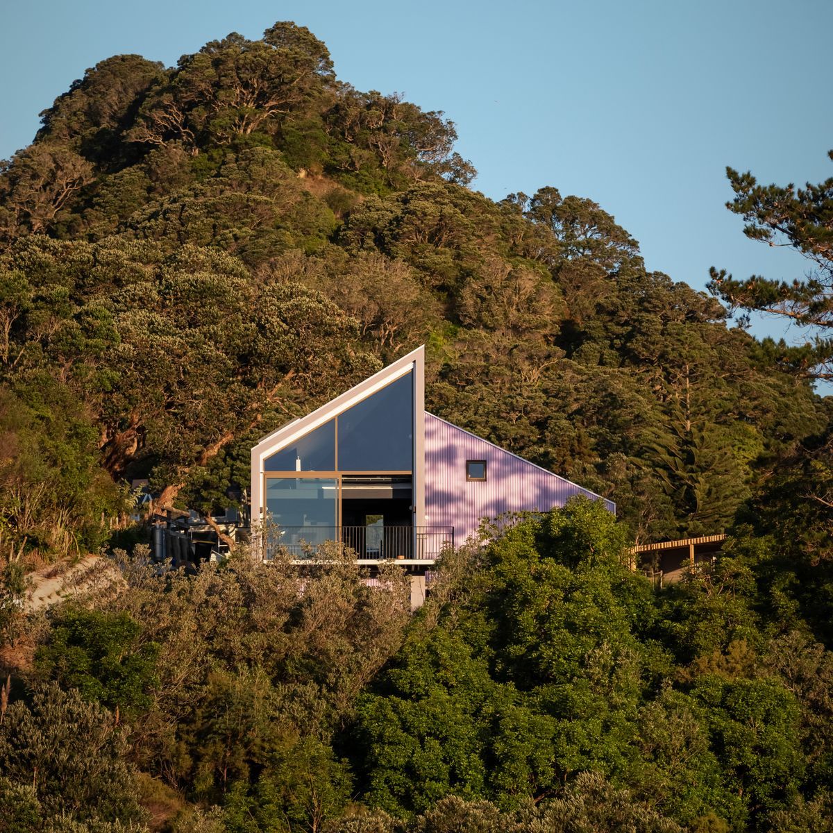 Edgy architecture in a cliffside Coromandel bach