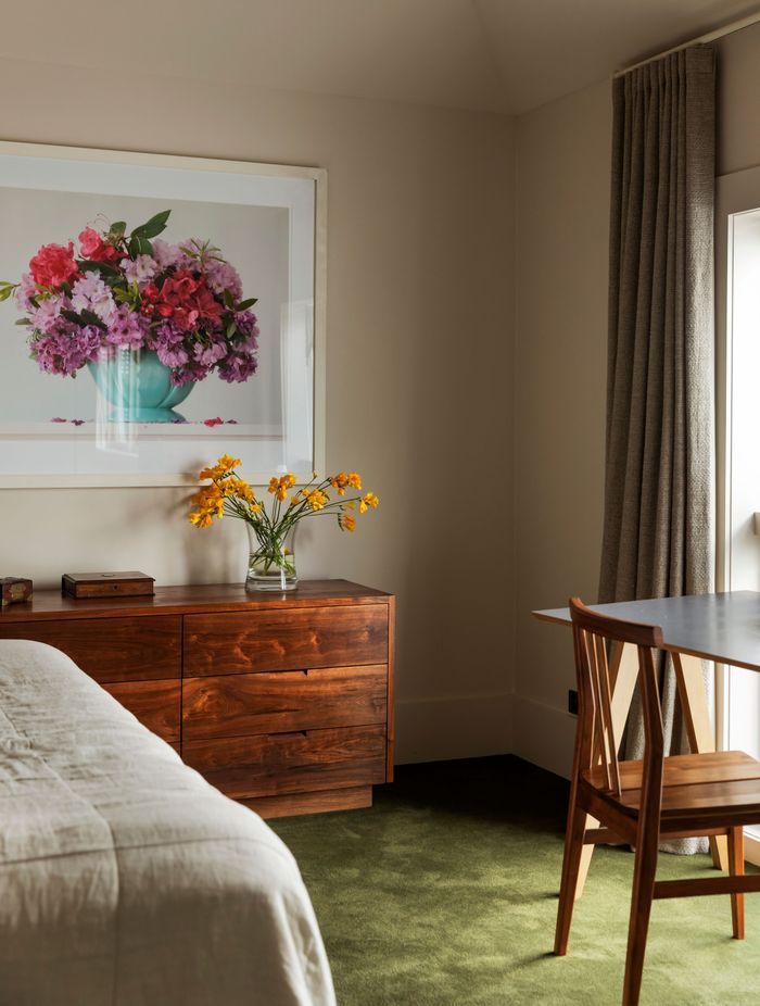 The interiors by Katie Lockhart are consistent throughout the house. “The client bought it intending to adapt it and didn’t want it to be jarring between old and new.”