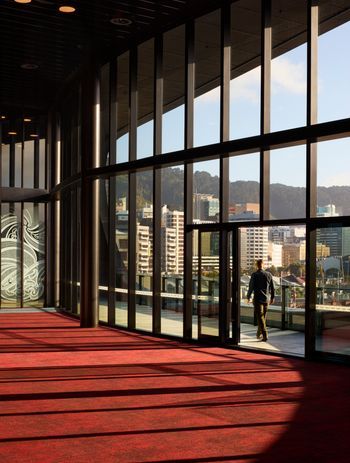 The approach to level two's exterior terrace.