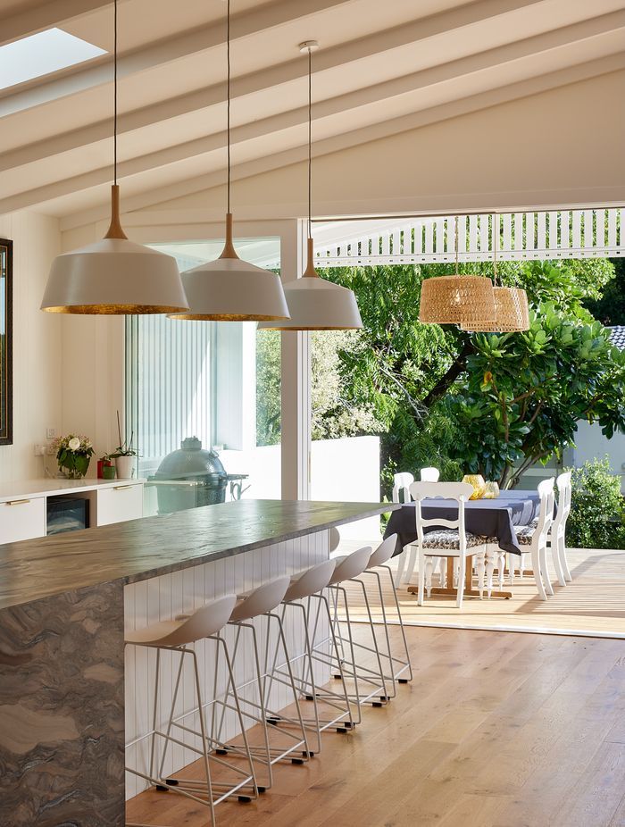 “They had the seven of them living in this home for a year and a bit while renovations happened,” says Daniel. “I think they had a little camp cooker.” The homeowners give credit to RUSA Construction for being easy to work with and being great with the kids during the build. The even helped set up a makeshift kitchen during lockdowns.