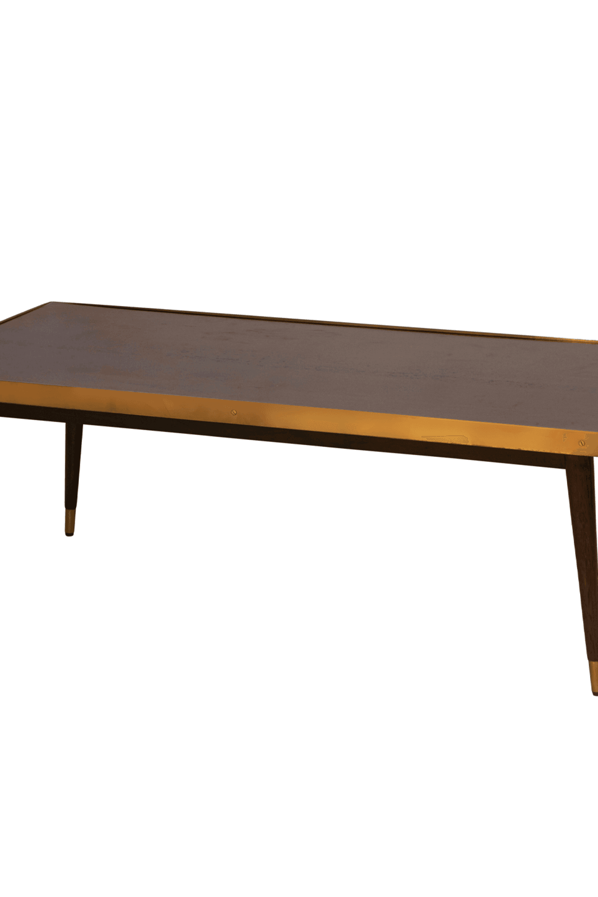 Anders coffee table in brass and walnut by Bloomingdales