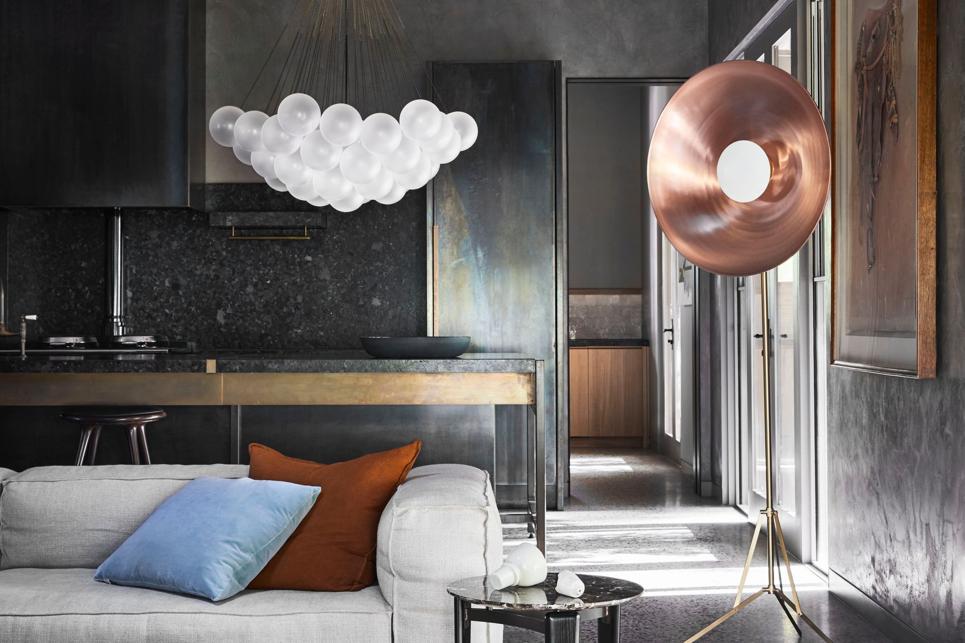 A kitchen island is a great place for a pendant light to shine, brilliantly demonstrated in this Elmore Residence Kitchen - Photography: Sharyn Cairns