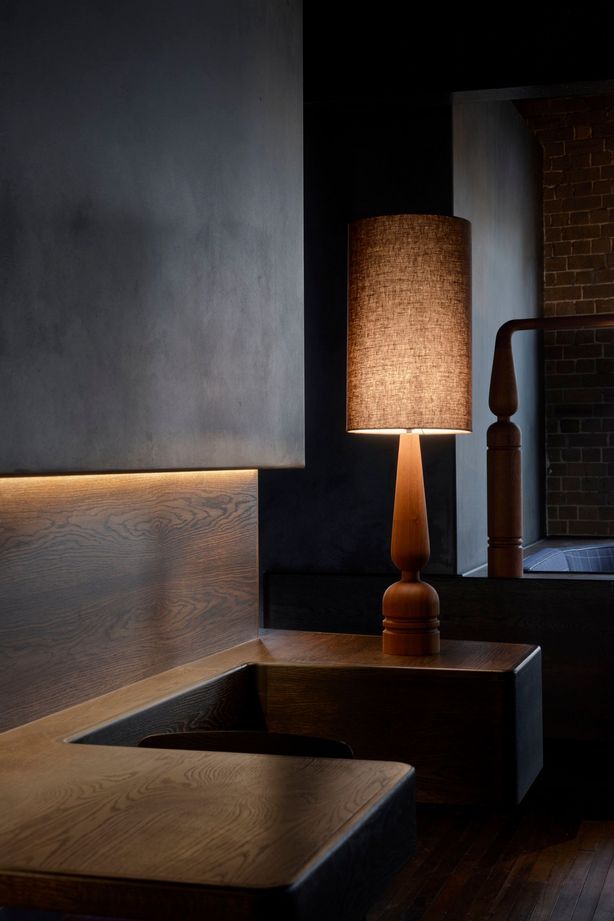 Four custom timber lamps inspired by the profiles of the gin-making stills down in Four Pillars’ Yarra Valley distillery.