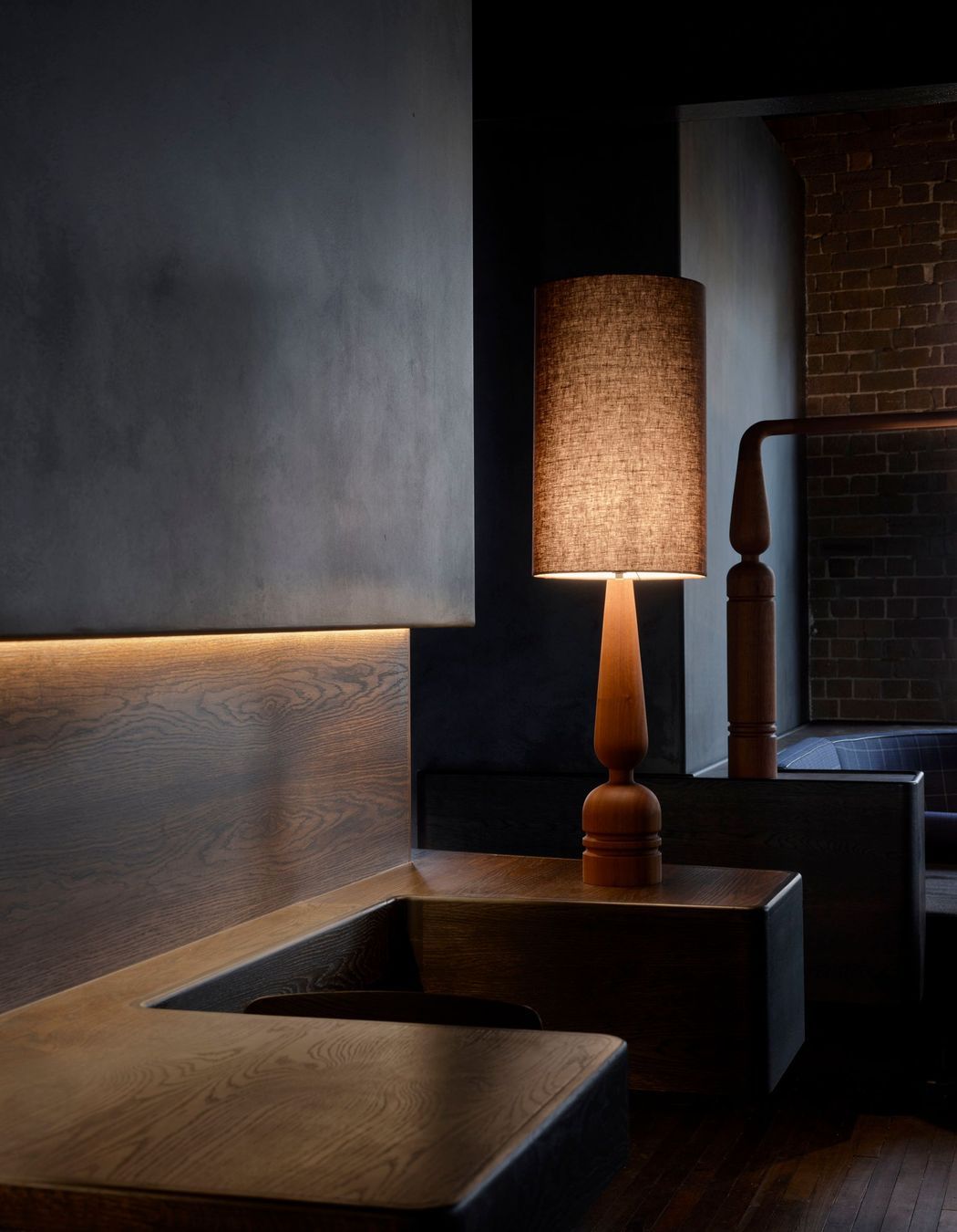 Four custom timber lamps inspired by the profiles of the gin-making stills down in Four Pillars’ Yarra Valley distillery.