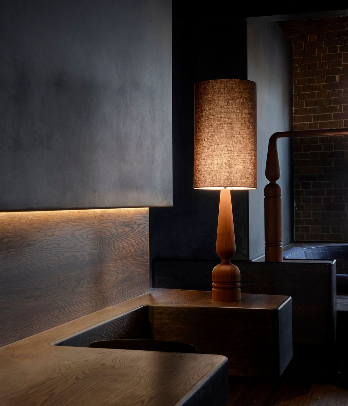 Four custom timber lamps inspired by the profiles of the gin-making stills down in Four Pillars’ Yarra Valley distillery.