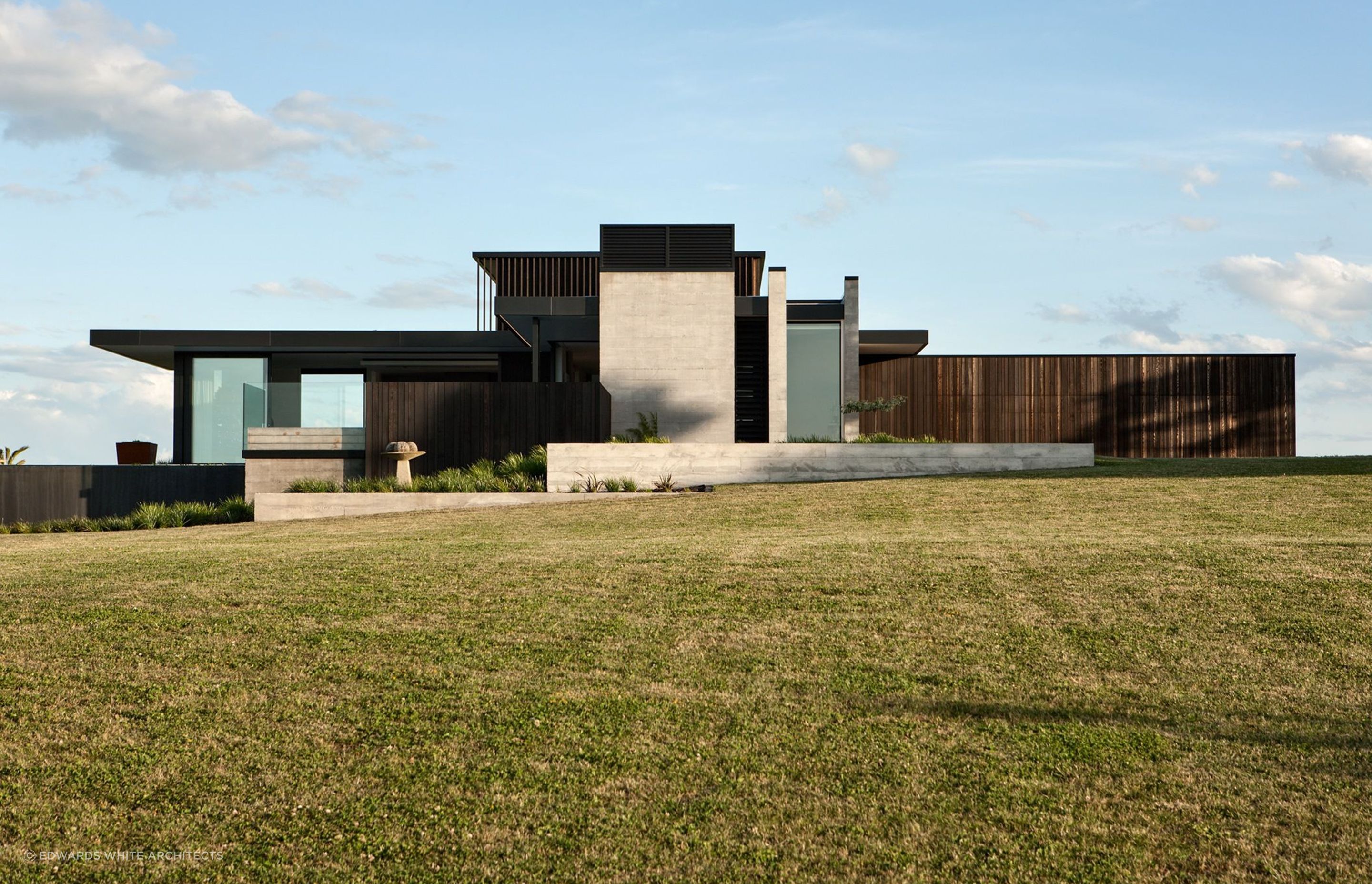 The sculptural form of Gordonton Residence by Edwards White Architects.