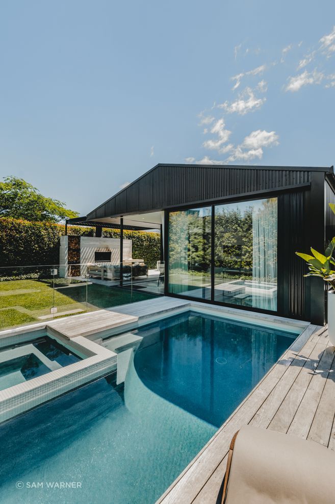The addition of a pool creates a resort feel.