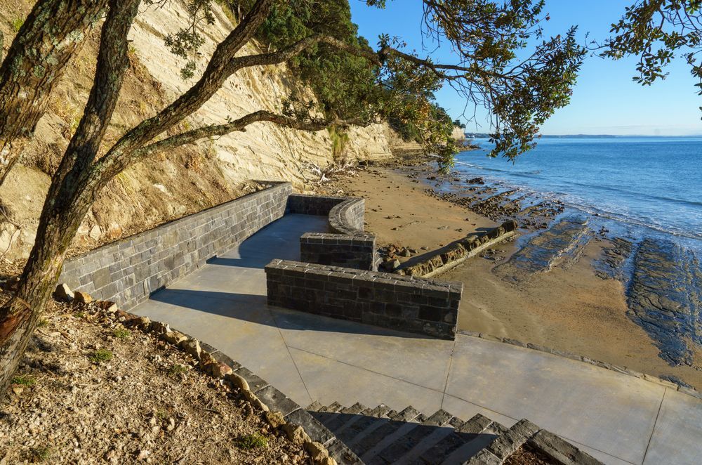 All of Auckland Stonemasons' sea walls are made from recycled basalt because it doesn't erode with the tide.