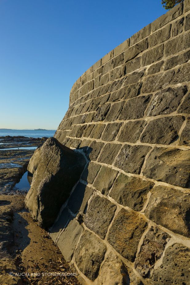 The walls are built using traditional methods, however nowadays, they're grouted the whole way through.