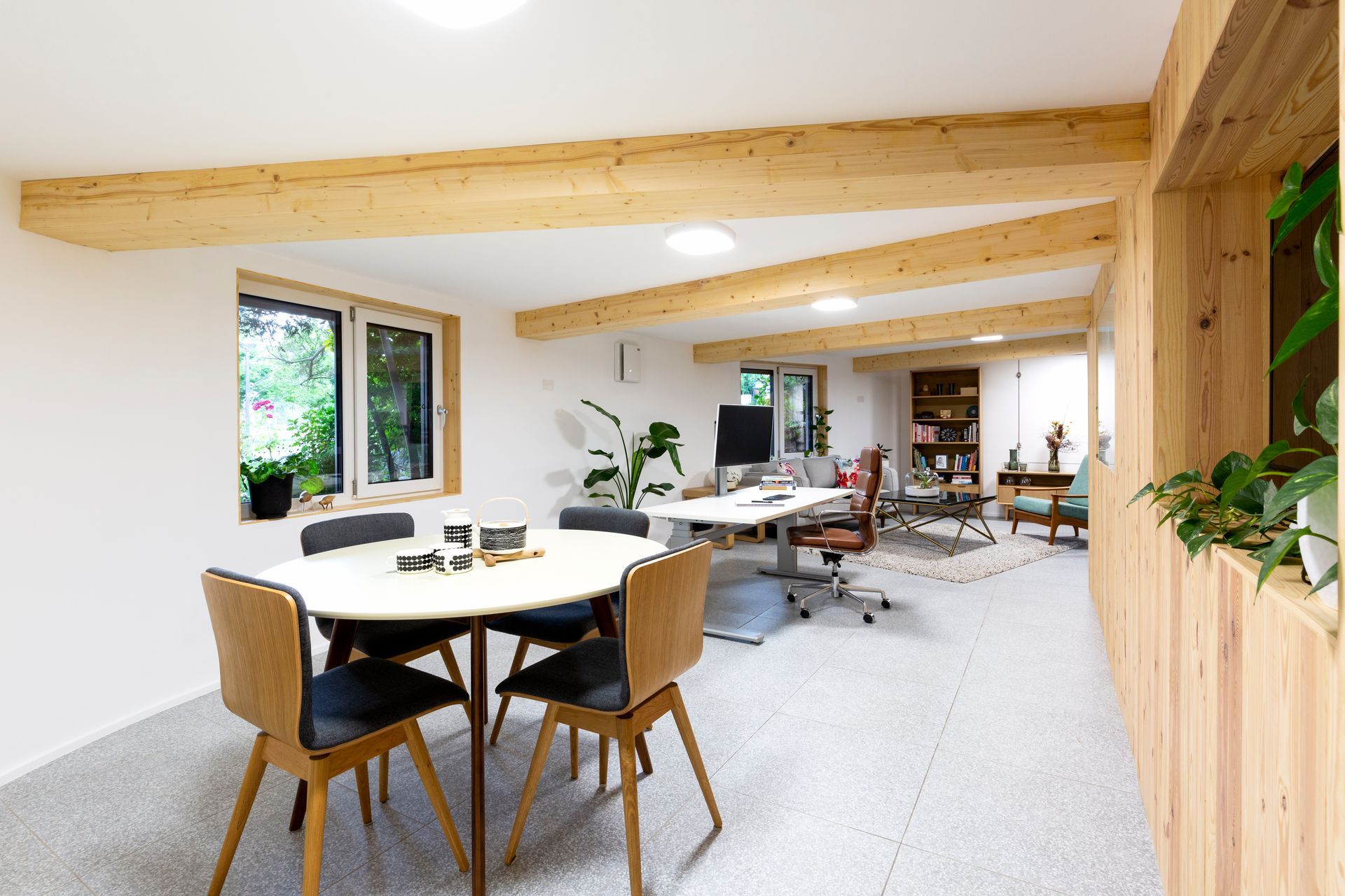 A centred desk feels both comfortable and functional in this stylish home office renovation - Photography: Kerrie Brewer