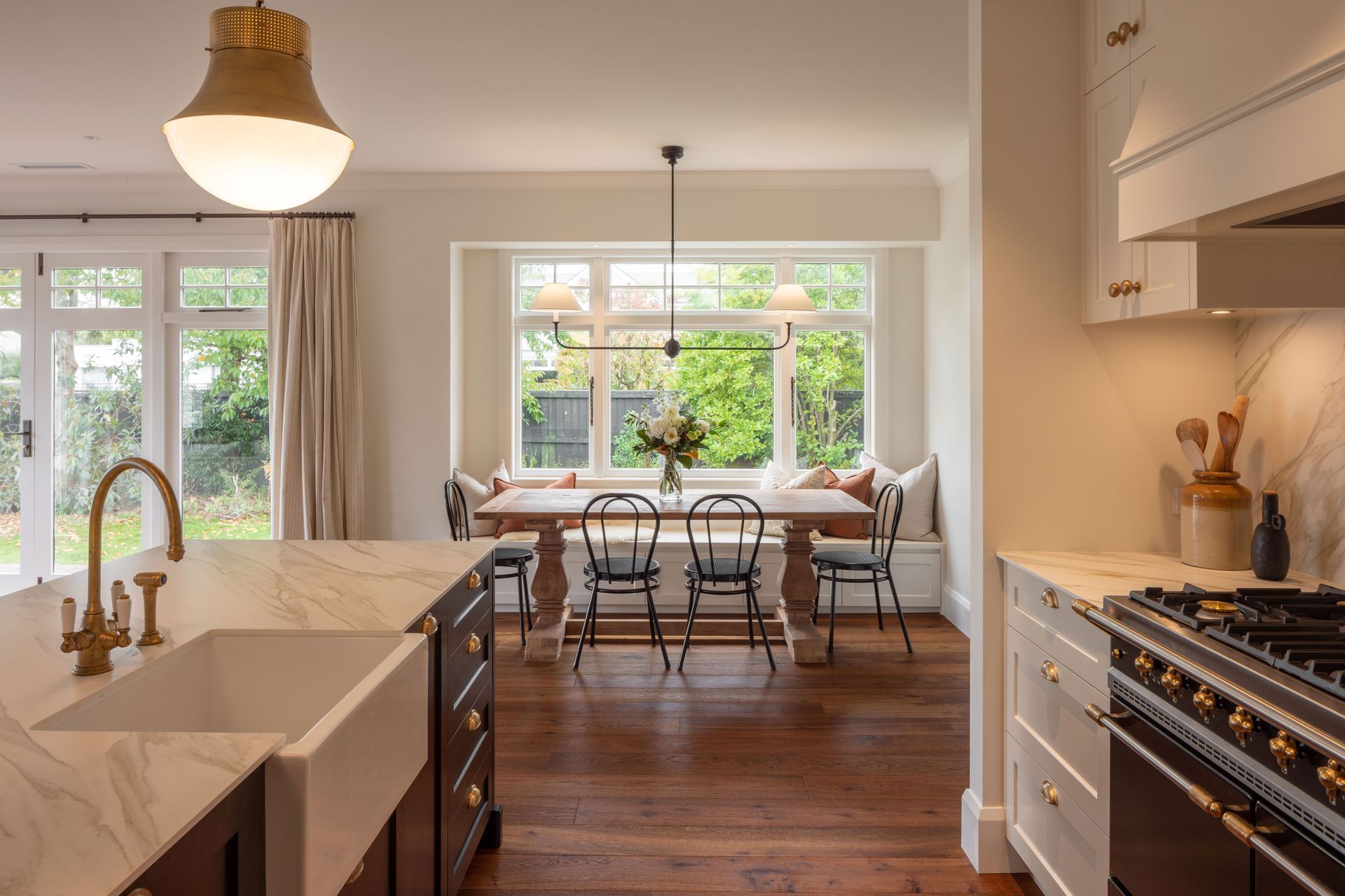 The renovation opened up the kitchen, dining, and living areas to create a bright, modern space fit for a young family.