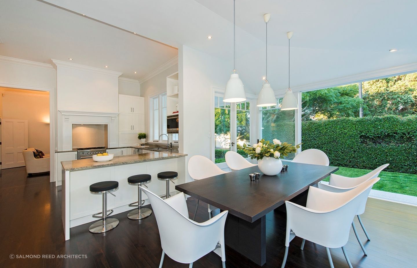 The dining room and kitchen were fully updated for modern day life.