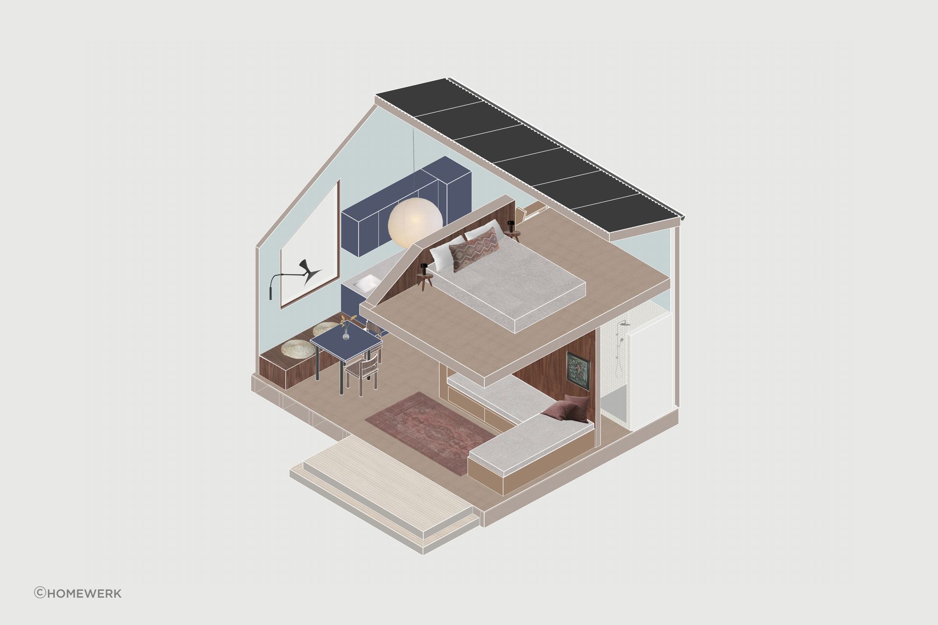Interior render of the Cabin Petite.
