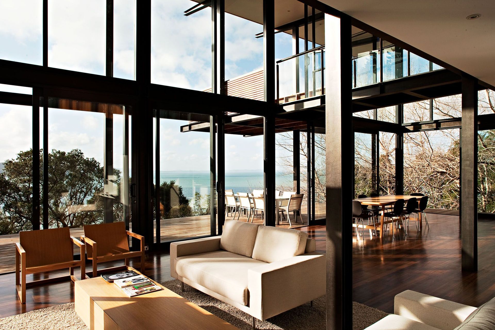 The full height glazing and large overhangs ensure an even tempered interior at all times.