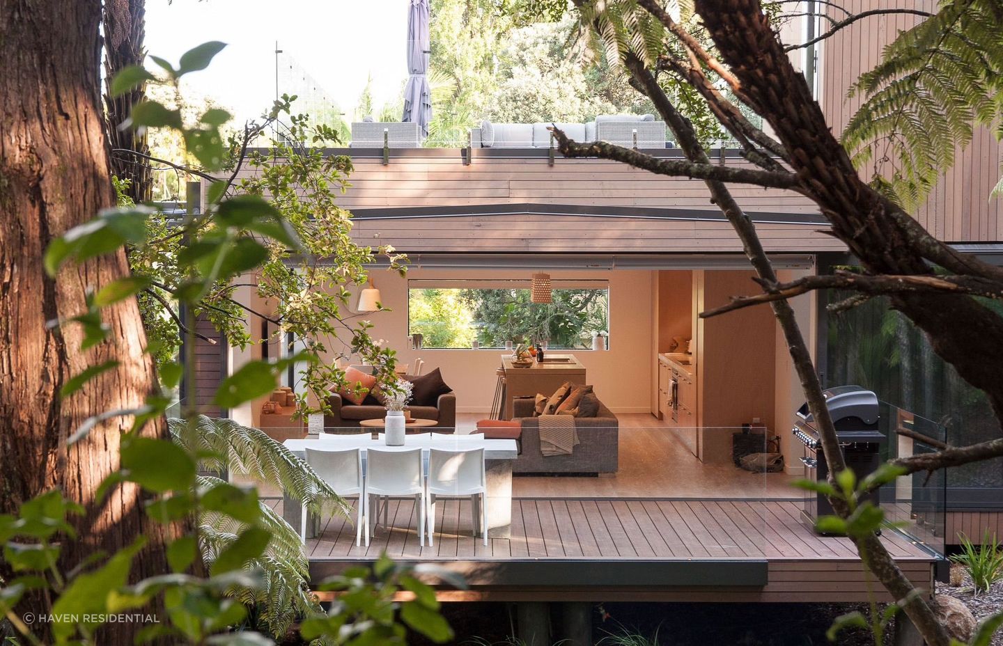 A roof deck was added above the living space to maximise access to the sun.