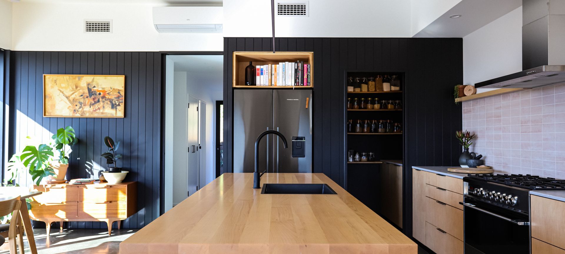 The spacious open-plan kitchen