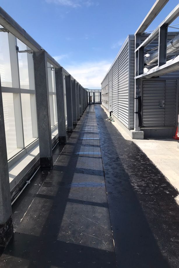 "At the roof level the steel plates had to increase to 12mm and 16mm thickness, with a large 1500mm deep and 850mm wide concrete collar installed around the core of the building to allow for the diaphragm forces to be transferred into the core."