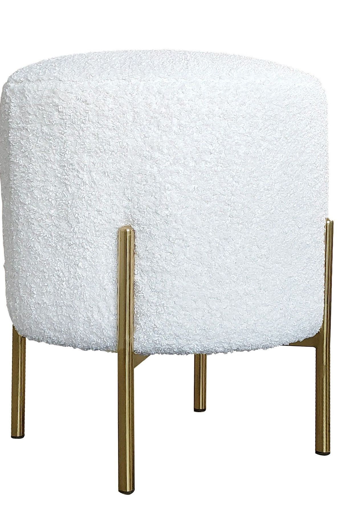  Boucle ottoman stool with gold frame by Ivory &amp; Deene