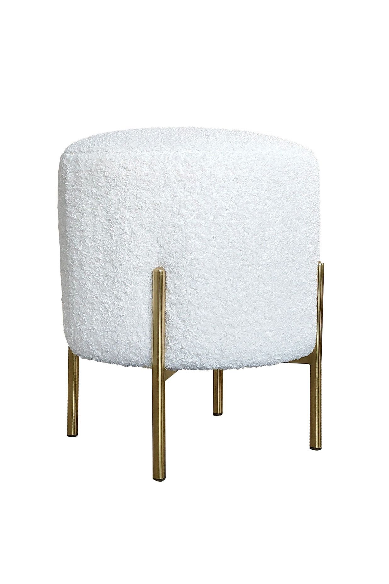  Boucle ottoman stool with gold frame by Ivory &amp; Deene