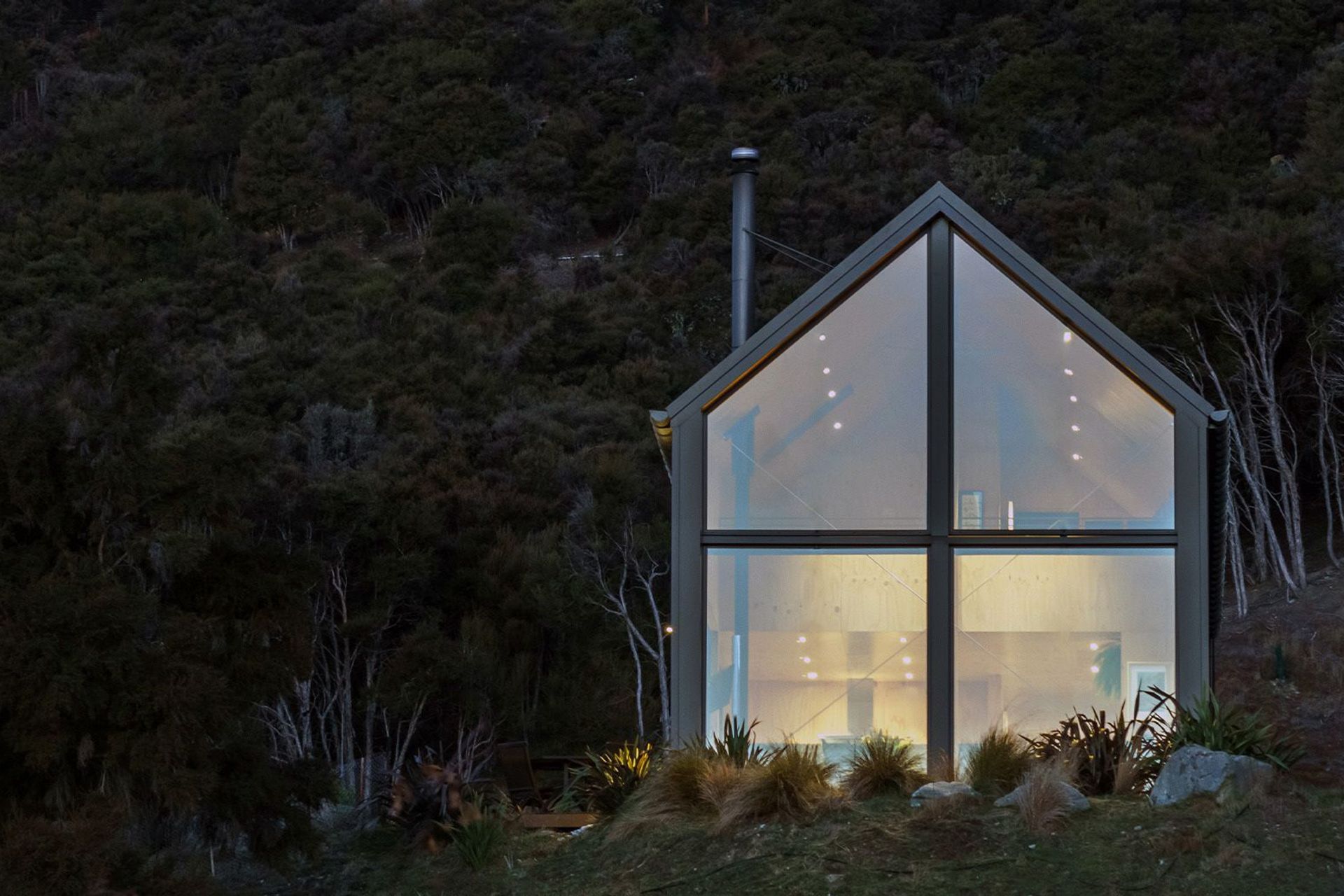 The exterior material palette is minimal in reflection of the building’s form.