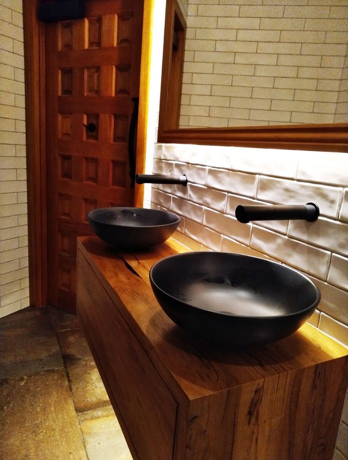 On-trend matte black creates a contemporary design.