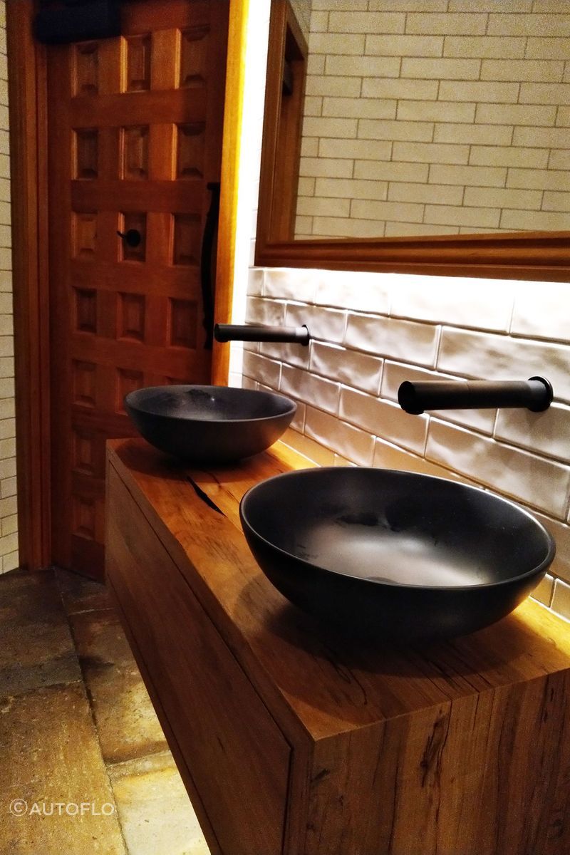On-trend matte black creates a contemporary design.